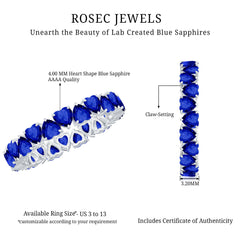 Certified Lab Grown Blue Sapphire Heart Eternity Band for Women
