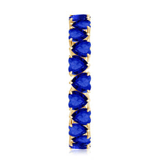Certified Lab Grown Blue Sapphire Heart Eternity Band for Women