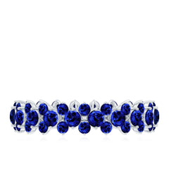 Certified Lab Grown Blue Sapphire Eternity Band Ring for Women