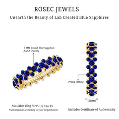 Certified Lab Grown Blue Sapphire Eternity Band Ring for Women