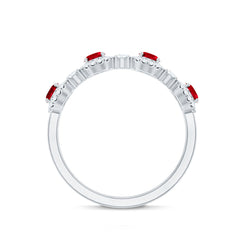 1.5 CT Lab Created Ruby and Diamond Wedding Band