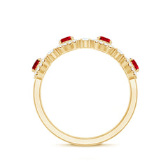 1.5 CT Lab Created Ruby and Diamond Wedding Band