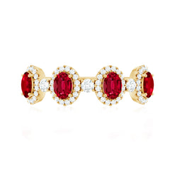 1.5 CT Lab Created Ruby and Diamond Wedding Band