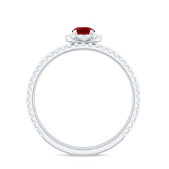 Certified Lab Grown Ruby Minimal Engagement Ring with Enhancer