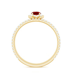 Certified Lab Grown Ruby Minimal Engagement Ring with Enhancer