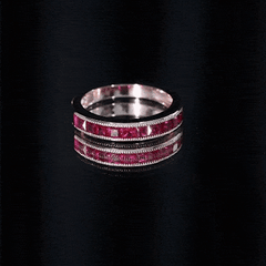 Channel Set Lab Grown Ruby Princess Cut Eternity Band with Milgrain
