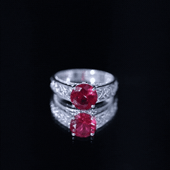 Vintage Style Created Ruby Celtic Knot Band Ring with Surprise Diamond