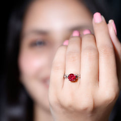 7 MM Lab Created Ruby Solitaire Gold Filigree Ring