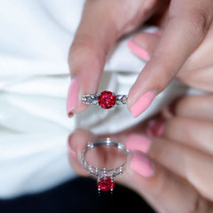 7 MM Lab Created Ruby Solitaire Gold Filigree Ring