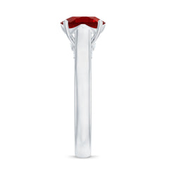 Solitaire 8 MM Lab Created Ruby Engagement Ring with Surprise Diamonds
