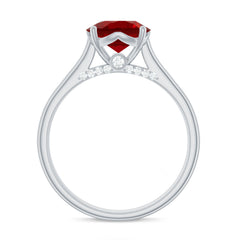 Solitaire 8 MM Lab Created Ruby Engagement Ring with Surprise Diamonds