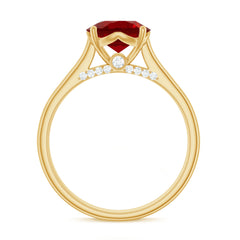 Solitaire 8 MM Lab Created Ruby Engagement Ring with Surprise Diamonds