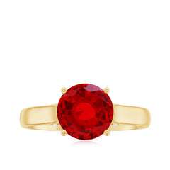 Solitaire 8 MM Lab Created Ruby Engagement Ring with Surprise Diamonds