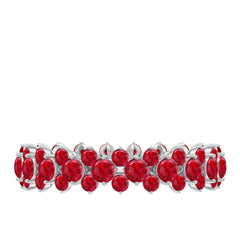 Lab Created Ruby Cluster Wedding Band for Women
