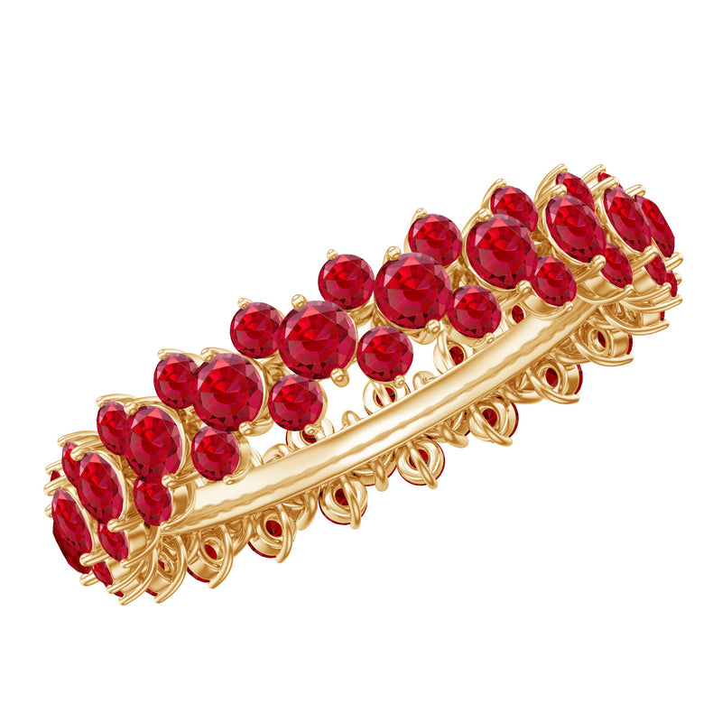 Lab Created Ruby Cluster Wedding Band for Women