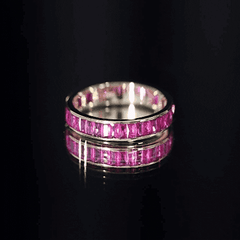 Baguette Shape Lab Grown Ruby Channel Set Eternity Band Ring