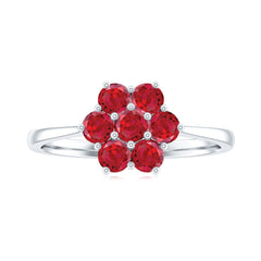 1 CT Round Cut Lab Created Ruby Cluster Ring