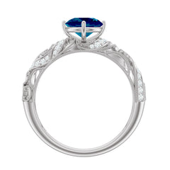 London Blue Topaz and Diamond Vintage Inspired Engagement Ring