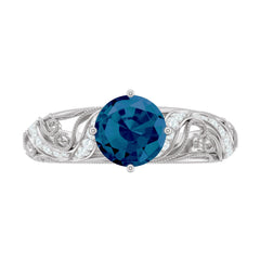 London Blue Topaz and Diamond Vintage Inspired Engagement Ring