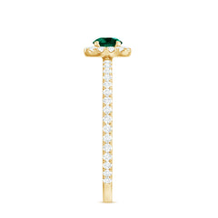 Certified Lab Grown Emerald Engagement Ring with Diamond Halo
