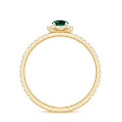 Certified Lab Grown Emerald Engagement Ring with Diamond Halo