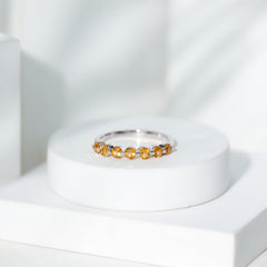 Natural Citrine Half Eternity Ring for Anniversary