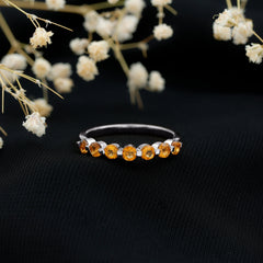 Natural Citrine Half Eternity Ring for Anniversary