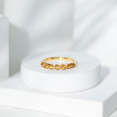 Natural Citrine Half Eternity Ring for Anniversary