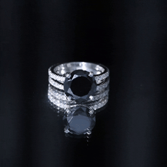 Lab Created Black Diamond Stackable Ring Set with Moissanite