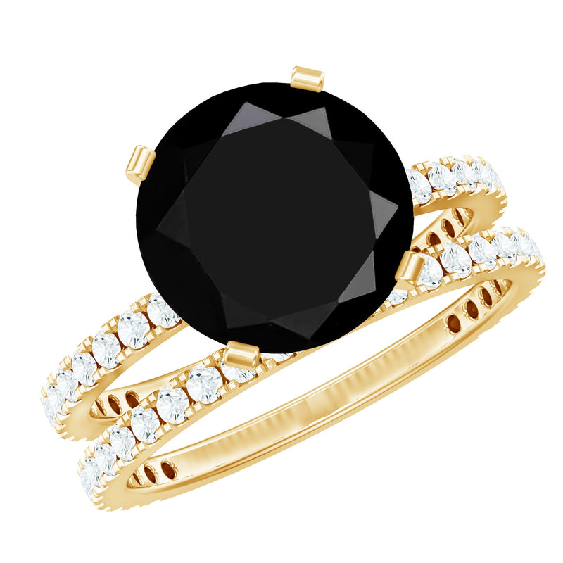 Lab Created Black Diamond Stackable Ring Set with Moissanite