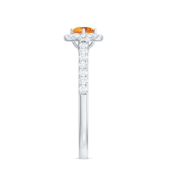 Minimalist Citrine Diamond Engagement Ring with Halo