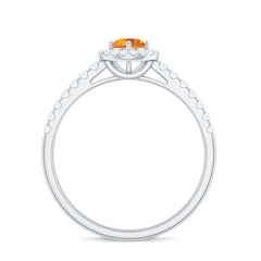Minimalist Citrine Diamond Engagement Ring with Halo
