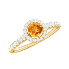 Minimalist Citrine Diamond Engagement Ring with Halo