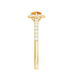 Minimalist Citrine Diamond Engagement Ring with Halo