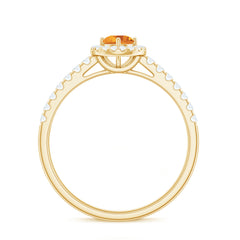 Minimalist Citrine Diamond Engagement Ring with Halo