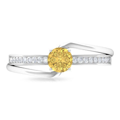 Natural Citrine Engagement Ring with Diamond Bypass Shank