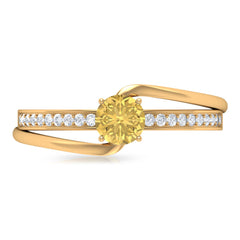 Natural Citrine Engagement Ring with Diamond Bypass Shank