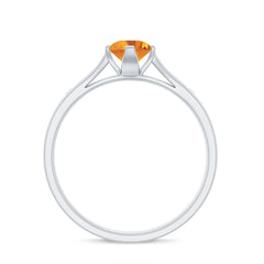Certified Real Citrine Promise Ring with Diamond