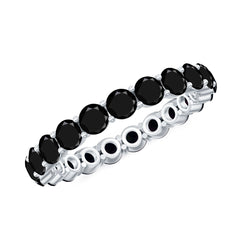 Certified Round Cut Lab Grown Black Diamond Eternity Band Ring