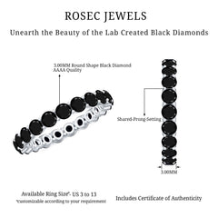 Certified Round Cut Lab Grown Black Diamond Eternity Band Ring