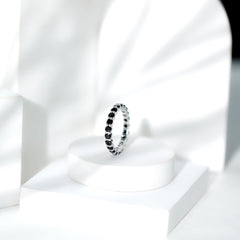 Certified Round Cut Lab Grown Black Diamond Eternity Band Ring