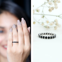 Certified Round Cut Lab Grown Black Diamond Eternity Band Ring
