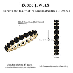 Certified Round Cut Lab Grown Black Diamond Eternity Band Ring