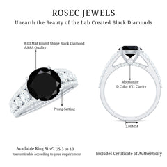 Lab-Created Black Diamond Statement Engagement Ring with Moissanite