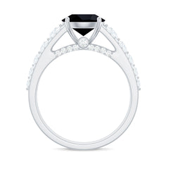Lab-Created Black Diamond Statement Engagement Ring with Moissanite