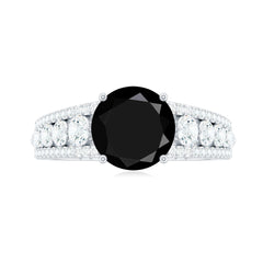 Lab-Created Black Diamond Statement Engagement Ring with Moissanite