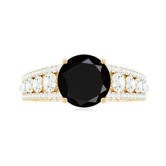 Lab-Created Black Diamond Statement Engagement Ring with Moissanite