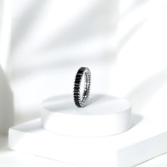 Baguette Cut Created Black Diamond Eternity Band Ring