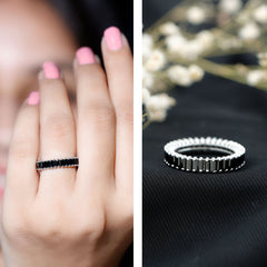 Baguette Cut Created Black Diamond Eternity Band Ring