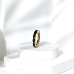 Baguette Cut Created Black Diamond Eternity Band Ring